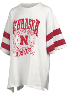 Pressbox Nebraska Cornhuskers Womens White Floyd Short Sleeve T-Shirt