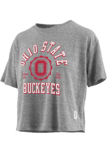 Pressbox Ohio State Buckeyes Womens Grey Knobi Short Sleeve T-Shirt