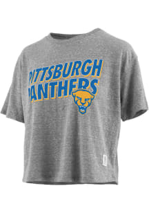 Pressbox Pitt Panthers Womens Grey Knobi Waist Short Sleeve T-Shirt