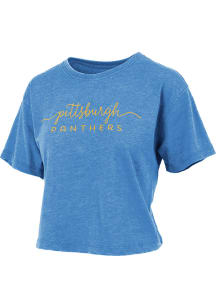Pressbox Pitt Panthers Womens Blue Vintage Short Sleeve T-Shirt