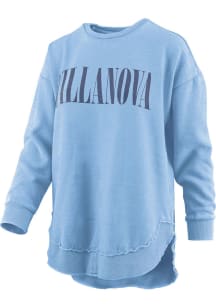 Pressbox Villanova Wildcats Womens Light Blue Poncho Crew Sweatshirt