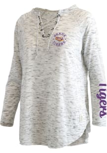 Pressbox LSU Tigers Womens Grey Gato Lace Up Hooded Sweatshirt