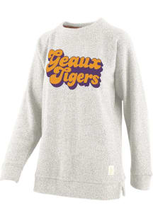 Pressbox LSU Tigers Womens Oatmeal Retro Angie Crew Sweatshirt