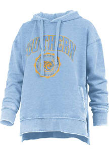 Pressbox Southern University Jaguars Womens Light Blue Vintage Burnout Hooded Sweatshirt