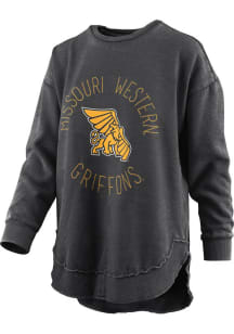 Pressbox Missouri Western Griffons Womens Black Vintage Burnout Crew Sweatshirt