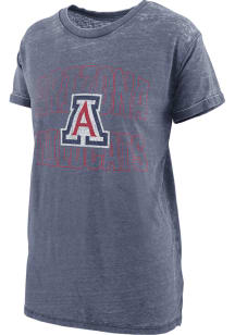 Pressbox Arizona Wildcats Womens Navy Blue Burnout Boyfriend Short Sleeve T-Shirt