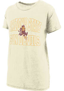 Pressbox Arizona State Sun Devils Womens Ivory Burnout Boyfriend Short Sleeve T-Shirt