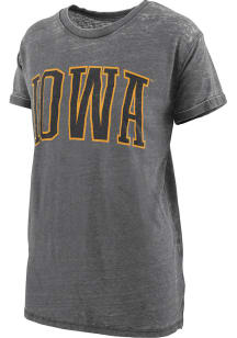 Pressbox Iowa Hawkeyes Womens Black Burnout Boyfriend Short Sleeve T-Shirt