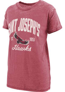 Pressbox Saint Josephs Hawks Womens Crimson Vintage Short Sleeve T-Shirt