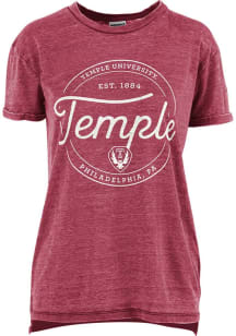 Pressbox Temple Owls Womens Crimson Vintage Short Sleeve T-Shirt