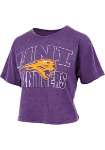 Pressbox Northern Iowa Panthers Womens Purple Vintage Crop Short Sleeve T-Shirt