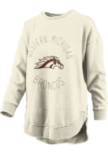 Pressbox Western Michigan Broncos Womens Ivory Vintage Crew Sweatshirt