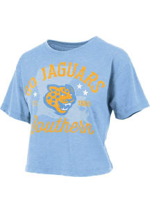 Pressbox Southern University Jaguars Womens Light Blue State Shape Short Sleeve T-Shirt