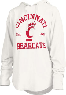 Womens Cincinnati Bearcats White Pressbox Glitter Hooded Sweatshirt