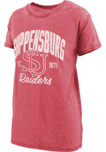 Pressbox Shippensburg Raiders Womens Red Burnout BF Short Sleeve T-Shirt