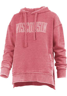 Pressbox Wisconsin Badgers Womens Red Burnout Fleece Hood Hooded Sweatshirt