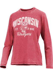 Pressbox Wisconsin Badgers Womens Red Vintage LS Tee