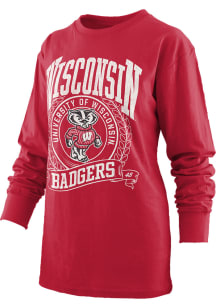Pressbox Wisconsin Badgers Womens Red LS Cotton Jersey LS Tee