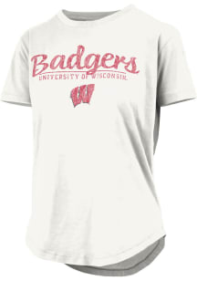 Pressbox Wisconsin Badgers Womens White Irvine Short Sleeve T-Shirt