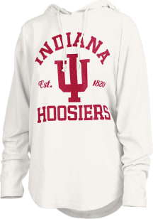 Pressbox Indiana Hoosiers Womens White Glitter Hooded Sweatshirt