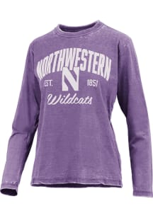 Pressbox Northwestern Wildcats Womens Purple Vintage LS Tee