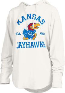 Pressbox Kansas Jayhawks Womens White Glitter Hooded Sweatshirt
