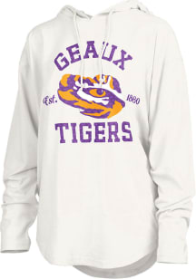 Pressbox LSU Tigers Womens White Glitter Hooded Sweatshirt