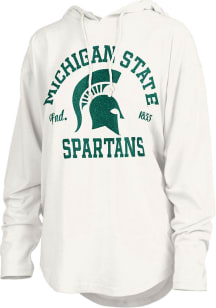 Womens Michigan State Spartans White Pressbox Glitter Hooded Sweatshirt