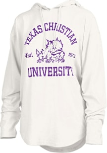 Pressbox TCU Horned Frogs Womens White Glitter Hooded Sweatshirt