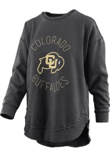 Pressbox Colorado Buffaloes Womens Black Poncho Fleece Crew Sweatshirt