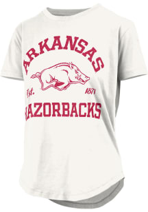 Pressbox Arkansas Razorbacks Womens White Glitter Short Sleeve T-Shirt