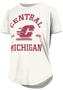 Pressbox Central Michigan Chippewas Womens White Glitter Short Sleeve T-Shirt