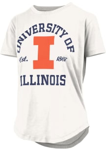 Illinois Fighting Illini White Pressbox Glitter Short Sleeve T-Shirt