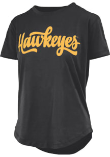 Pressbox Iowa Hawkeyes Womens Black Script Sequins Short Sleeve T-Shirt
