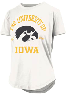 Iowa Hawkeyes White Pressbox Glitter Short Sleeve T-Shirt