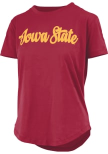 Pressbox Iowa State Cyclones Womens Crimson Script Sequins Short Sleeve T-Shirt