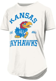 Pressbox Kansas Jayhawks Womens White Glitter Short Sleeve T-Shirt