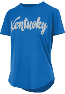 Pressbox Kentucky Wildcats Womens Blue Script Sequins Short Sleeve T-Shirt