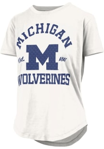 Pressbox Michigan Wolverines Womens White Glitter Short Sleeve T-Shirt