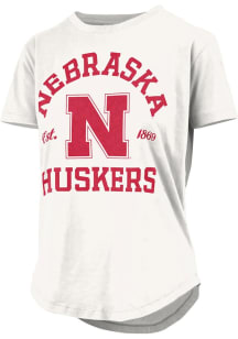 Nebraska Cornhuskers White Pressbox Glitter Short Sleeve T-Shirt