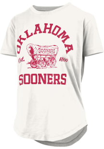 Pressbox Oklahoma Sooners Womens White Glitter Short Sleeve T-Shirt