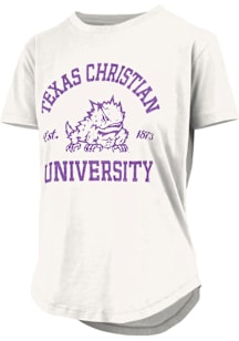 Pressbox TCU Horned Frogs Womens White Glitter Short Sleeve T-Shirt