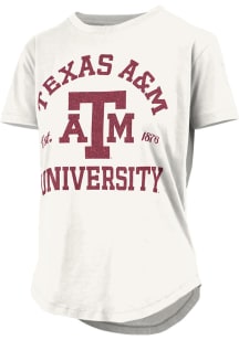 Pressbox Texas A&amp;M Aggies Womens White Glitter Short Sleeve T-Shirt