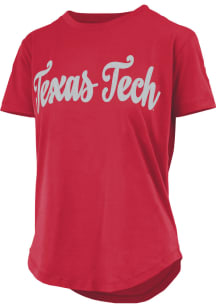 Pressbox Texas Tech Red Raiders Womens Red Script Sequins Short Sleeve T-Shirt
