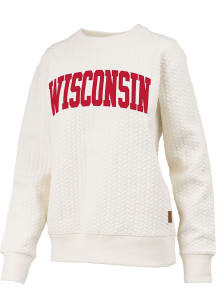 Pressbox Wisconsin Badgers Womens Ivory Banner Elk Crew Sweatshirt