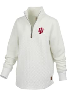 Womens Indiana Hoosiers Ivory Pressbox Mia Qtr Zip