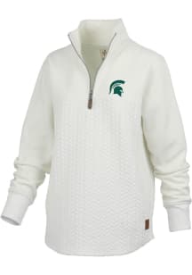 Womens Michigan State Spartans Ivory Pressbox Mia Qtr Zip