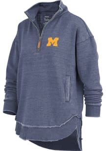 Womens Michigan Wolverines Navy Blue Pressbox Northfork Sojourn Qtr Zip