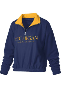 Womens Michigan Wolverines Navy Blue Pressbox Hannah Qtr Zip