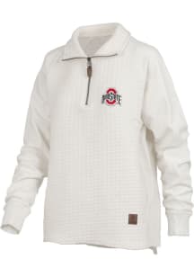 Womens Ohio State Buckeyes Ivory Pressbox Salem Qtr Zip